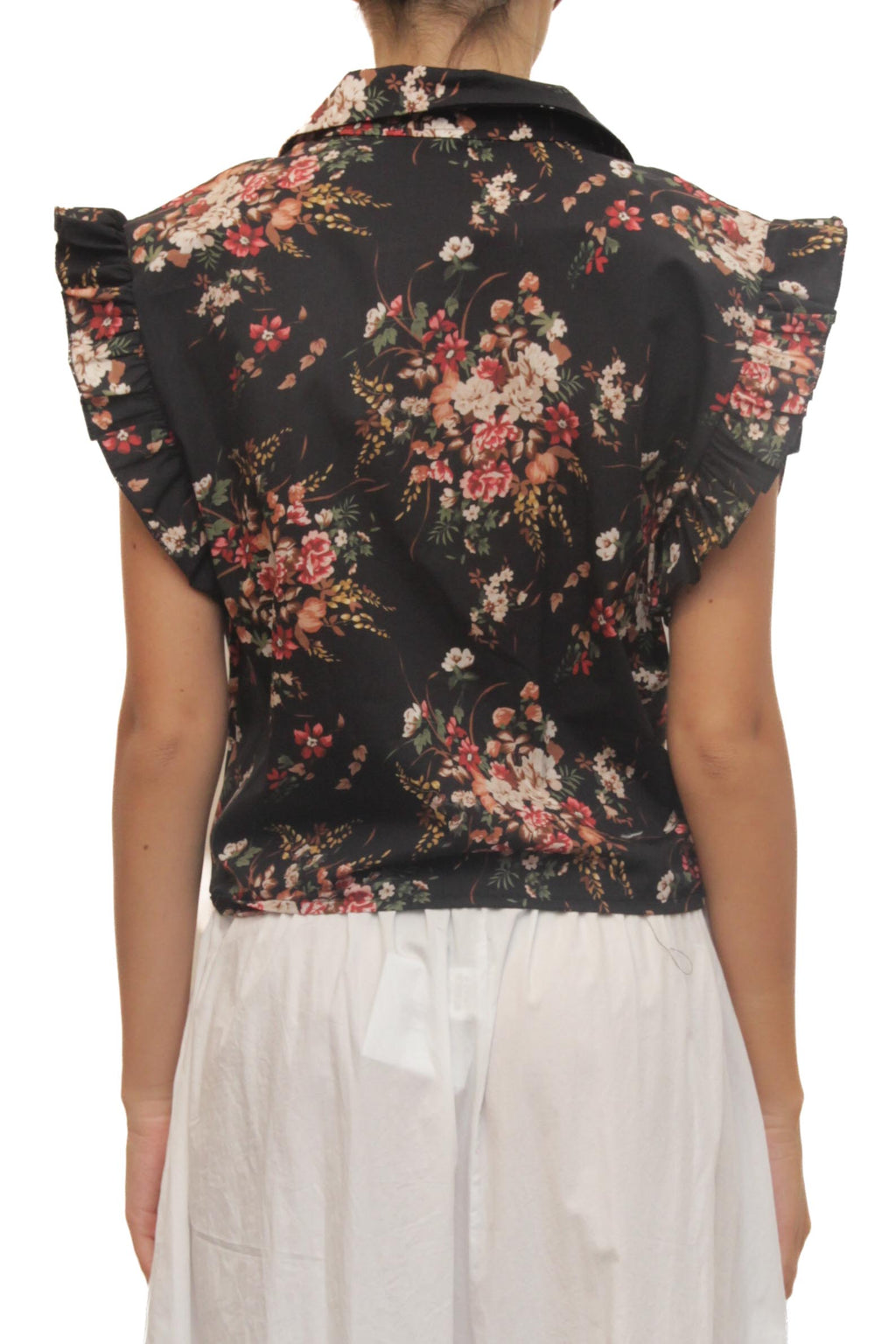 LEVH - Camicia Carlita - Nero fiori rosa