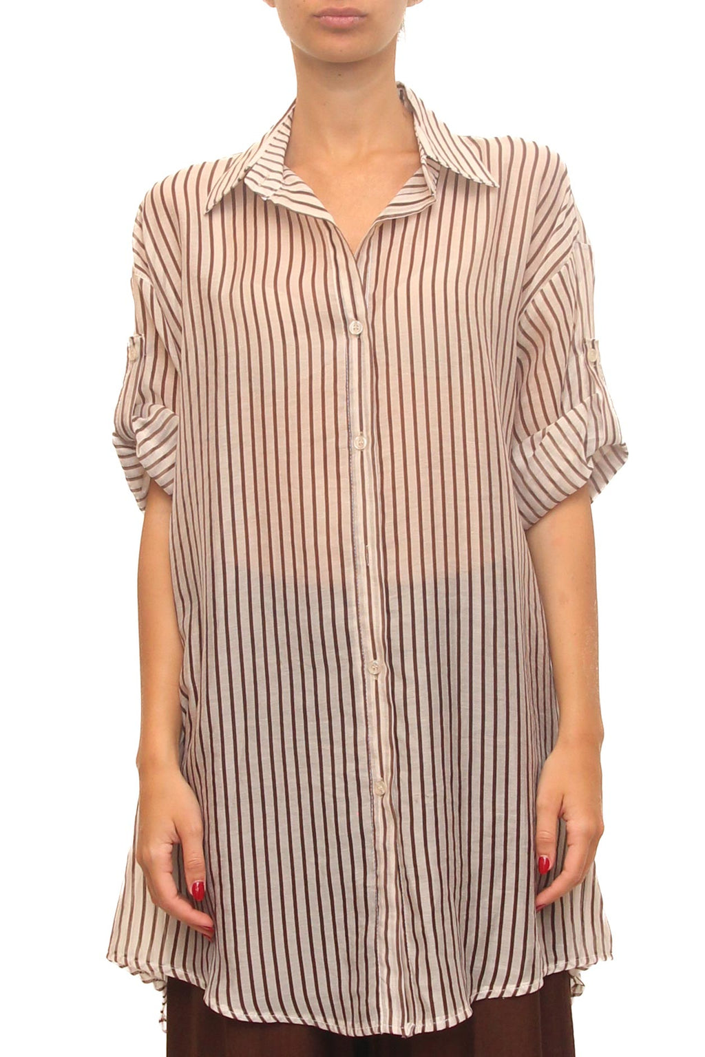 LEVH - Camicia Carianne - F.beige riga marrone