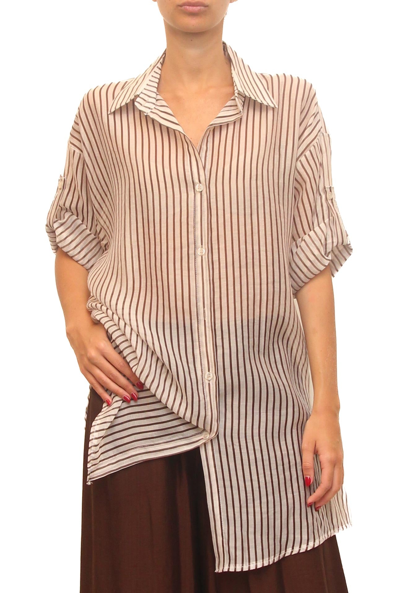 LEVH - Camicia Carianne - F.beige riga marrone