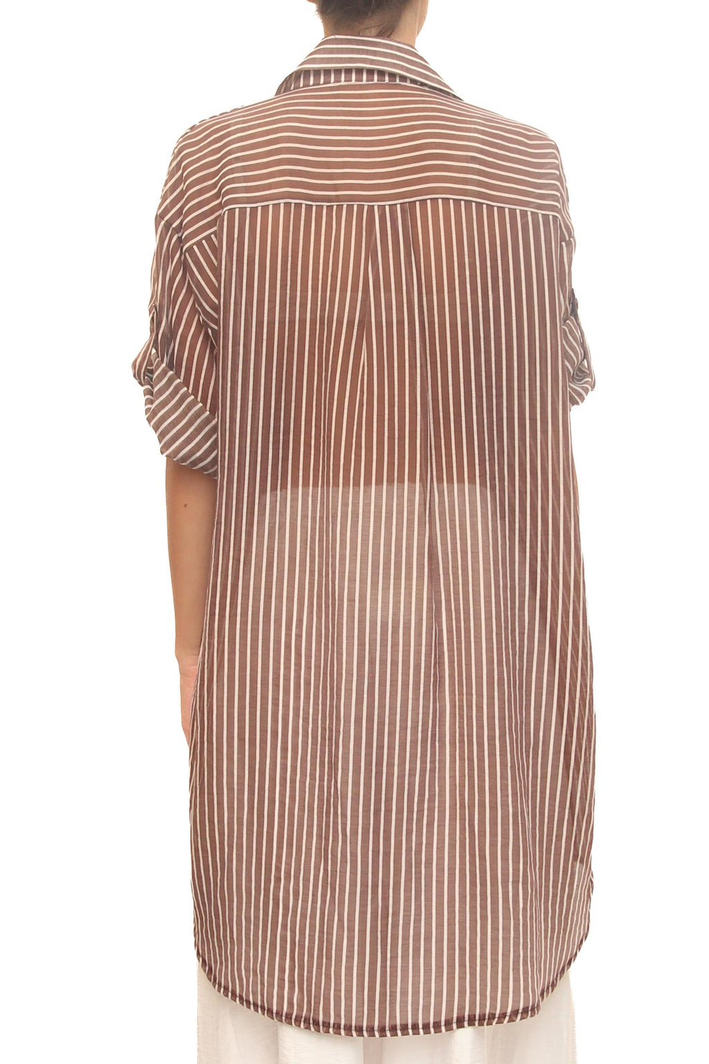 LEVH - Camicia Carianne - F.marrone riga beige