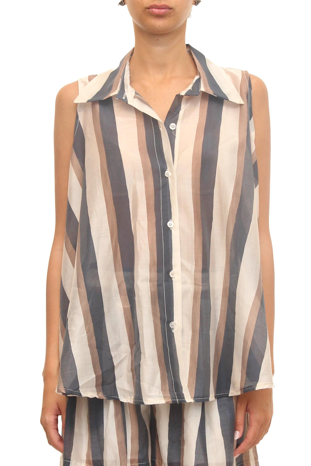 LEVH - Camicia Cannes - RIGA BEIGE/BLU
