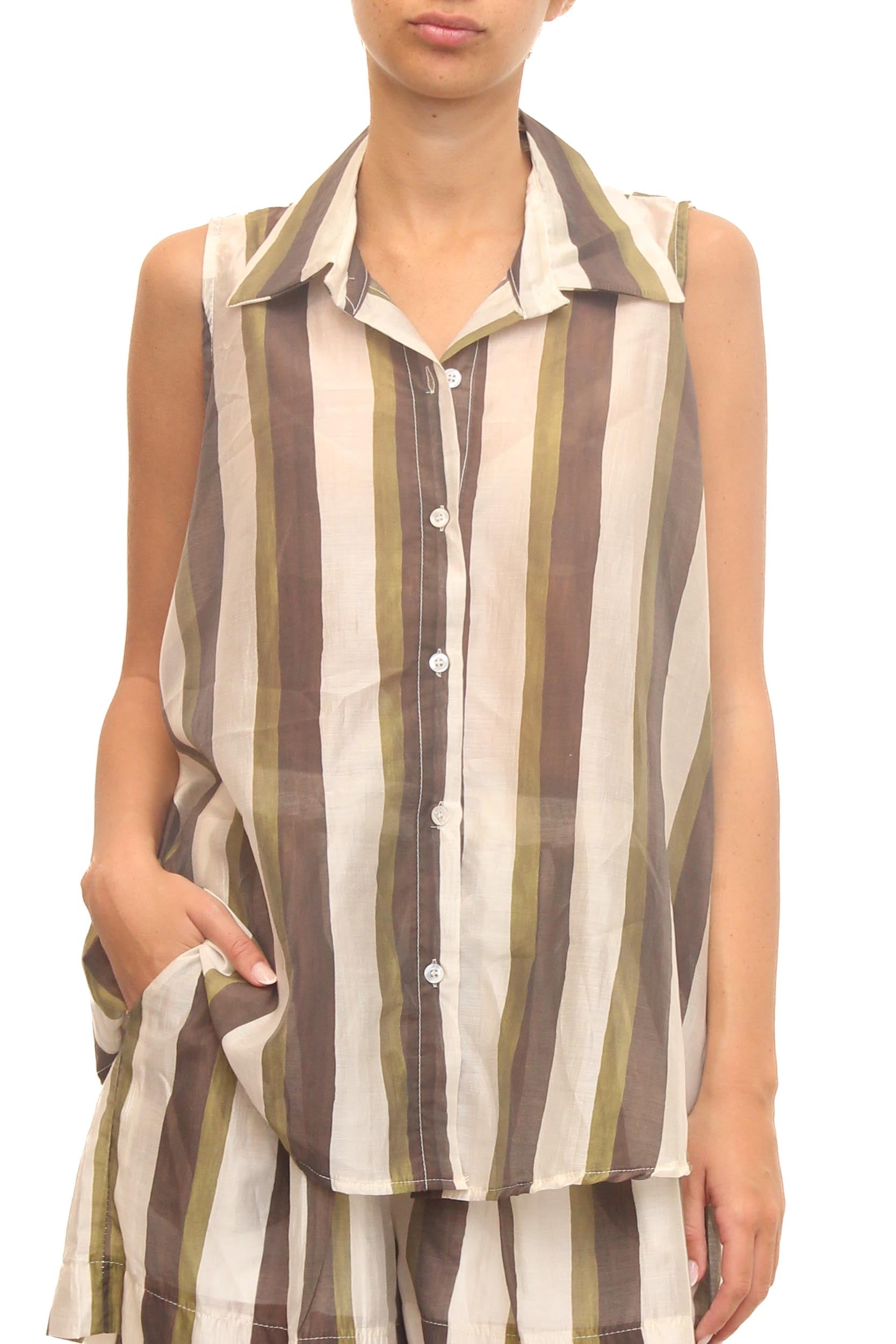 LEVH - Camicia Cannes - Riga marrone/militare