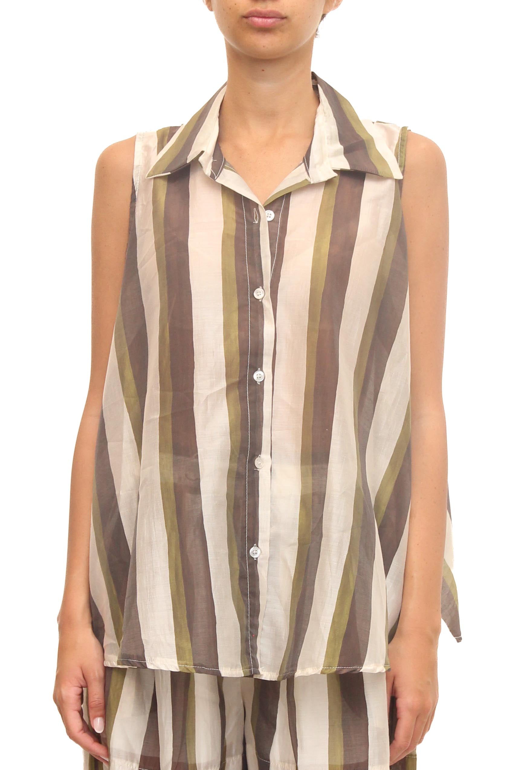 LEVH - Camicia Cannes - Riga marrone/militare