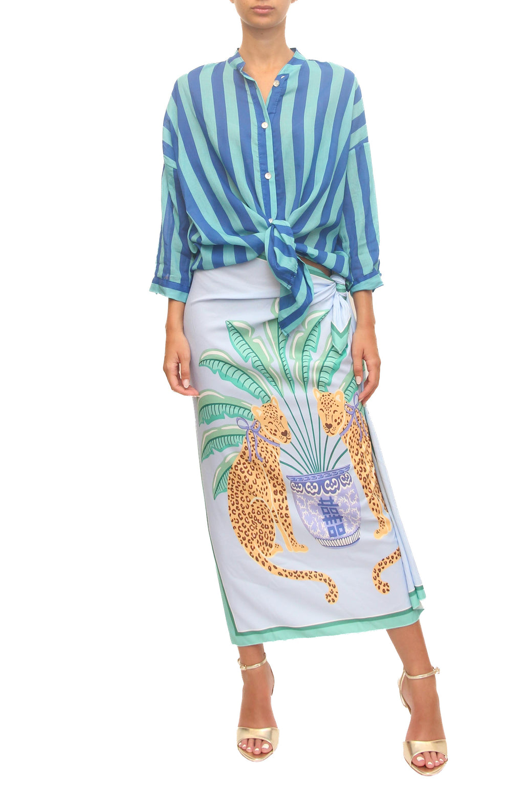 LEVH - Camicia Clamart - Riga blu/acqua