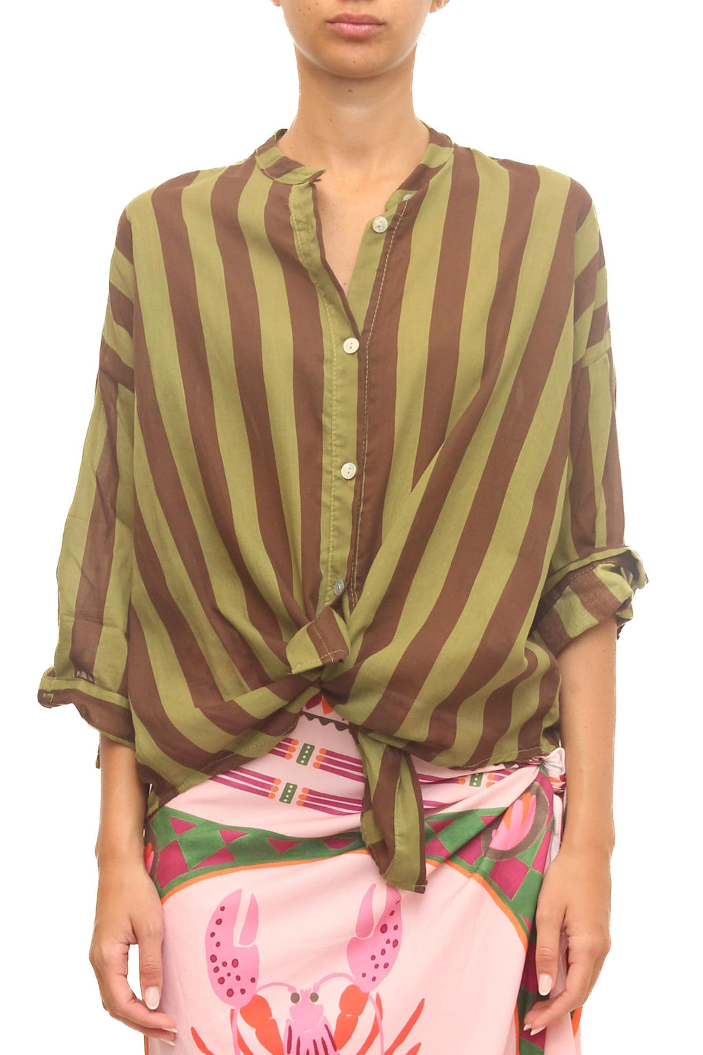 LEVH - Camicia Clamart - Riga marrone/militare