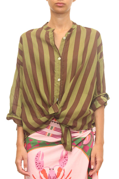 LEVH - Camicia Clamart - Riga marrone/militare