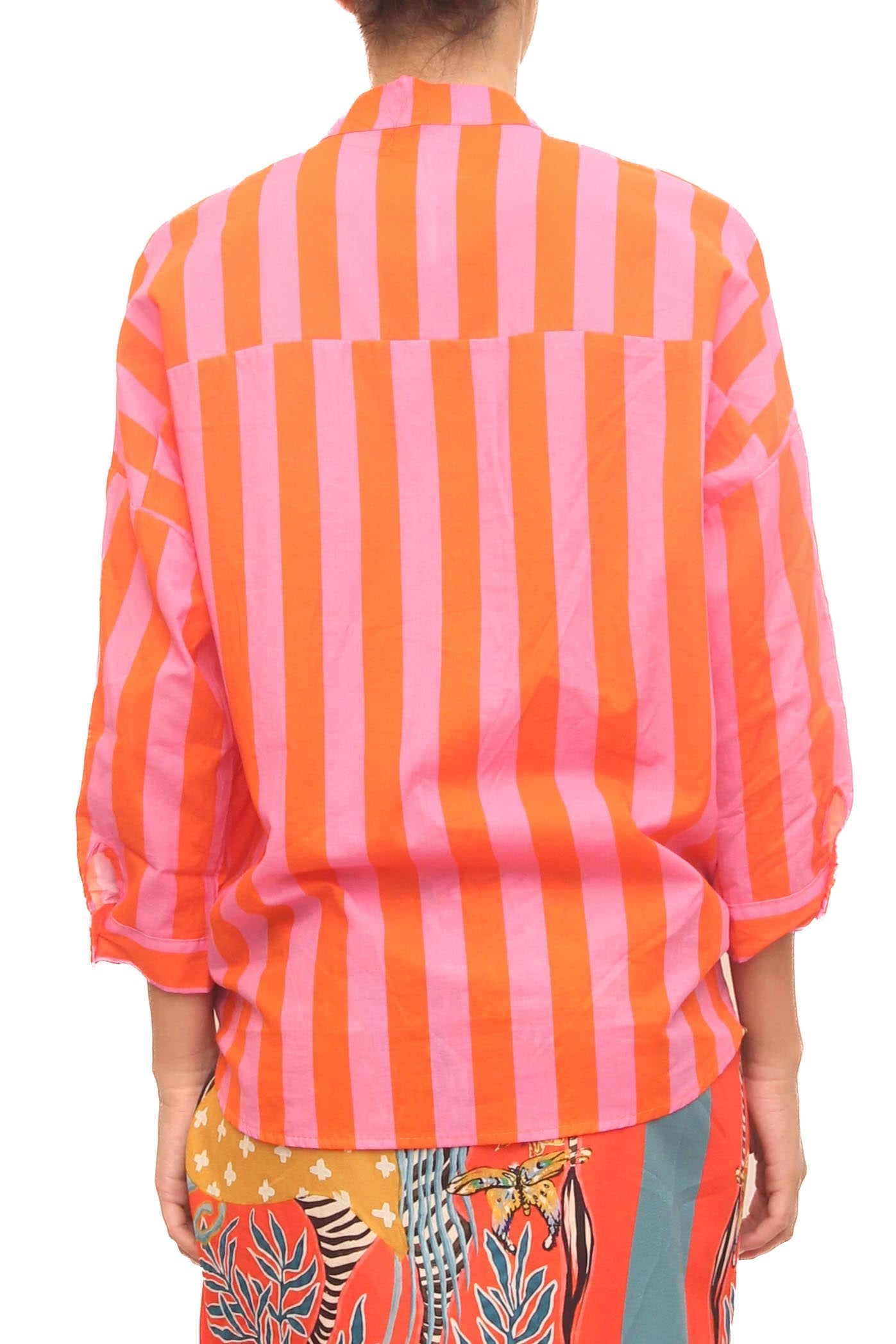 LEVH - Camicia Clamart - Riga rosa/arancio