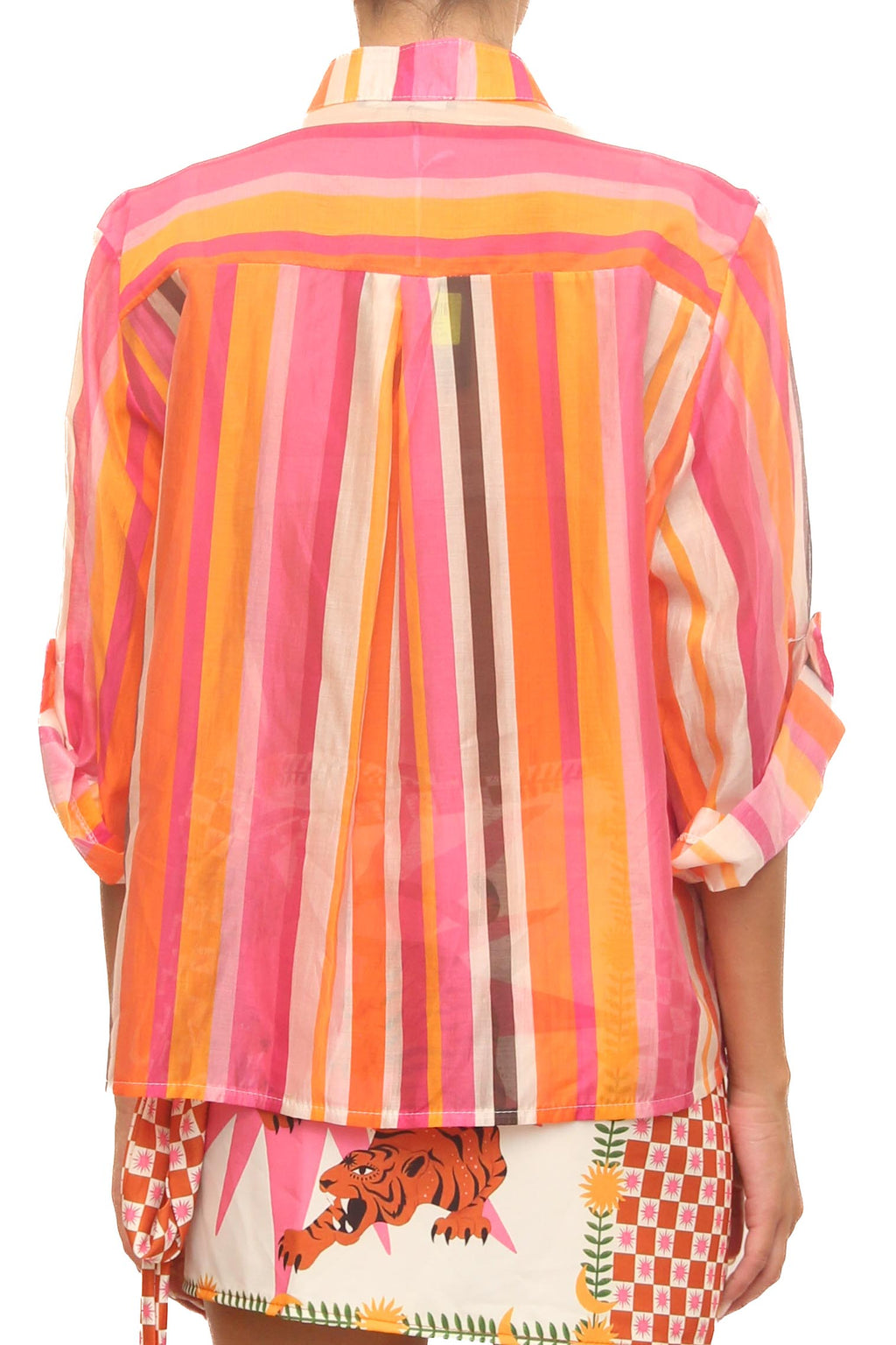 LEVH - Camicia Camarinta - Riga arancio/fucsia
