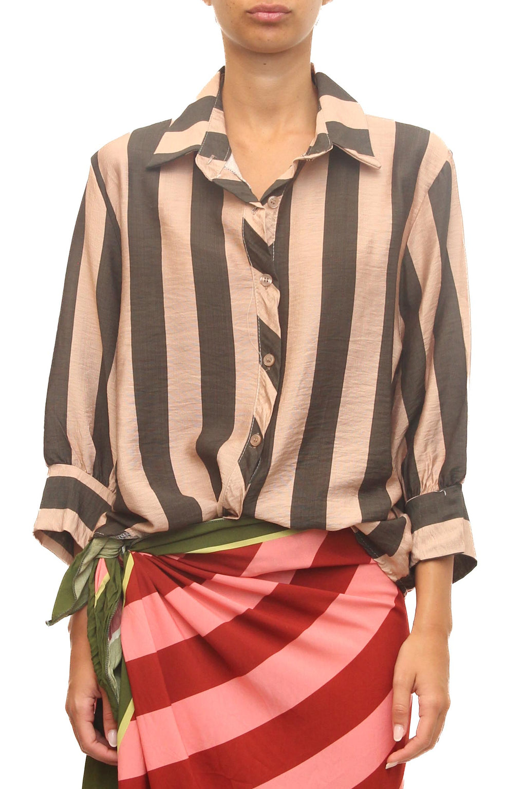 LEVH - Camicia Calandhar - RIGA BEIGE/MILITARE