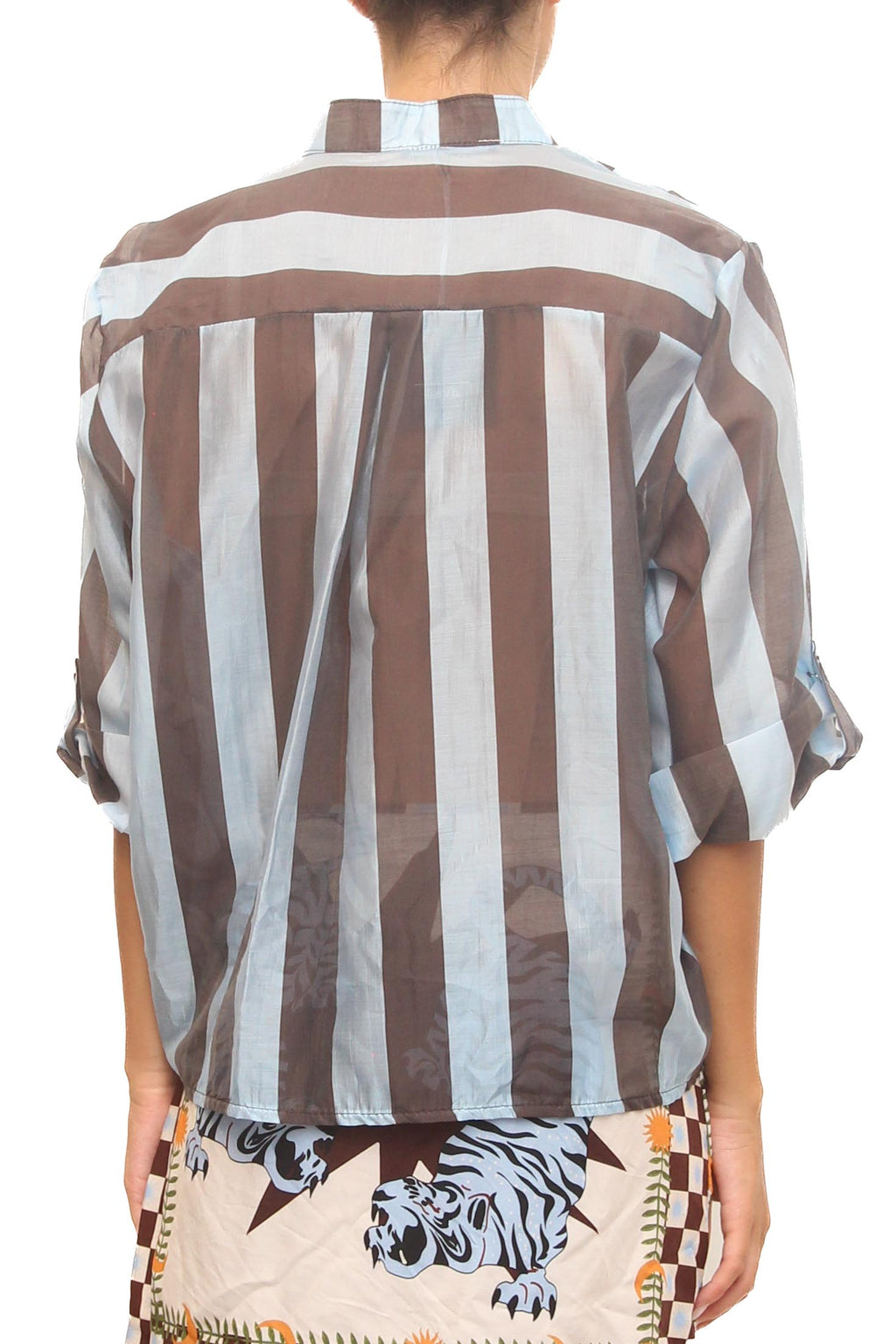 LEVH - Camicia Camarinta - RIGA CELESTE/CAFFE