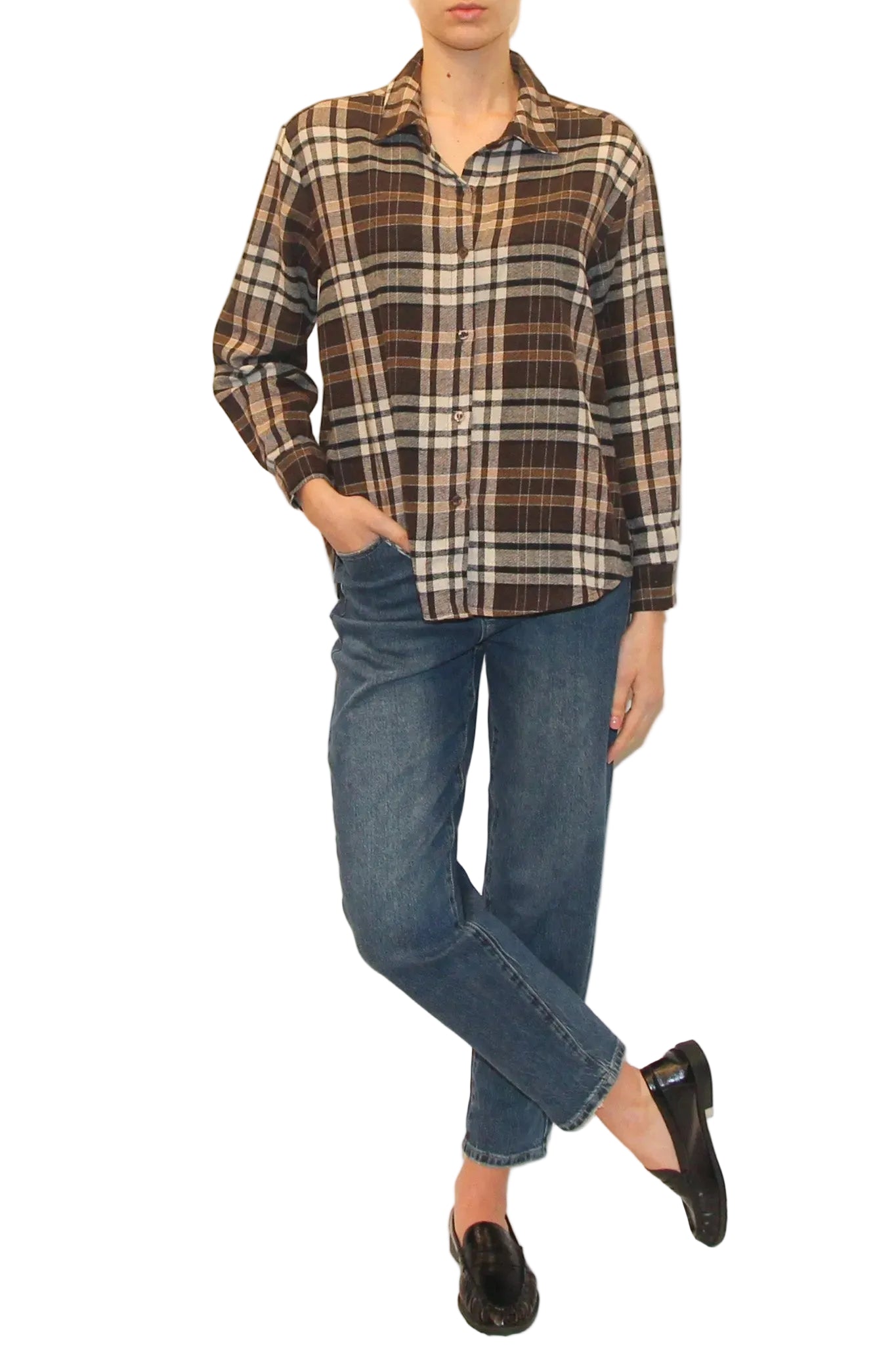 LEVH - Camicia Eddie - quadro nero/moka