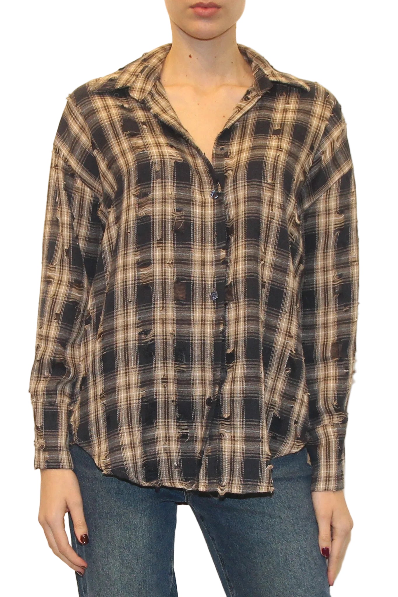 LEVH - CAMICIA BISER - SCOZZESE BEIGE/BLU