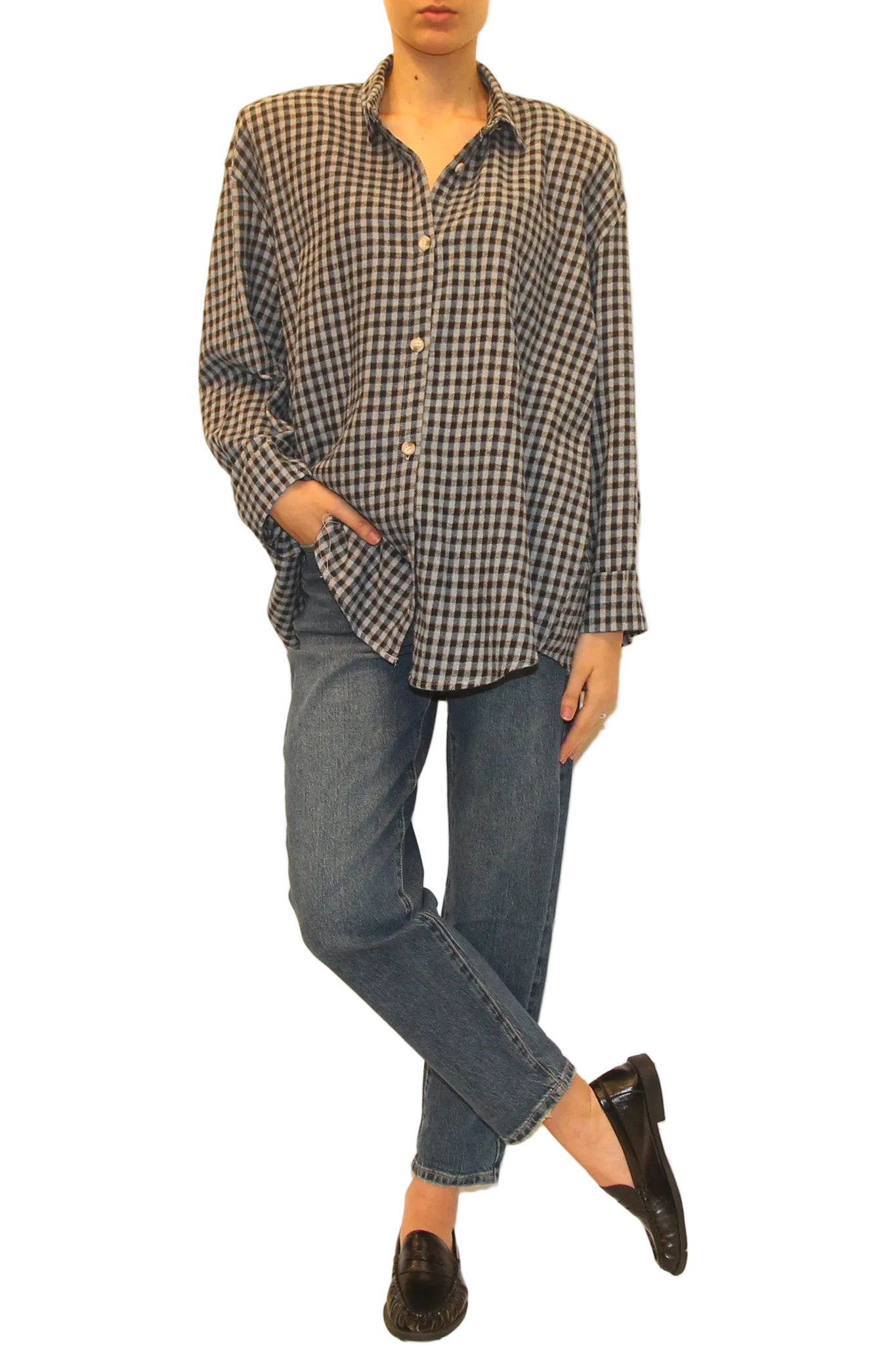 LEVH - CAMICIA NOAH - CHECK CELESTE