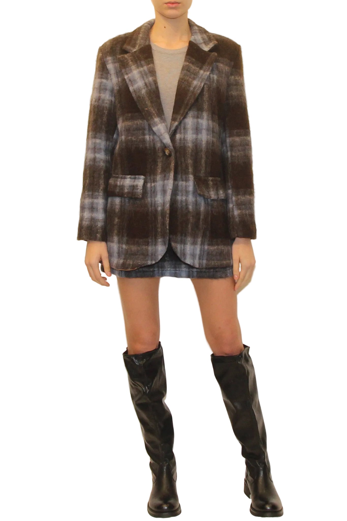 LEVH - Giacca Skye - quadro moka/celeste