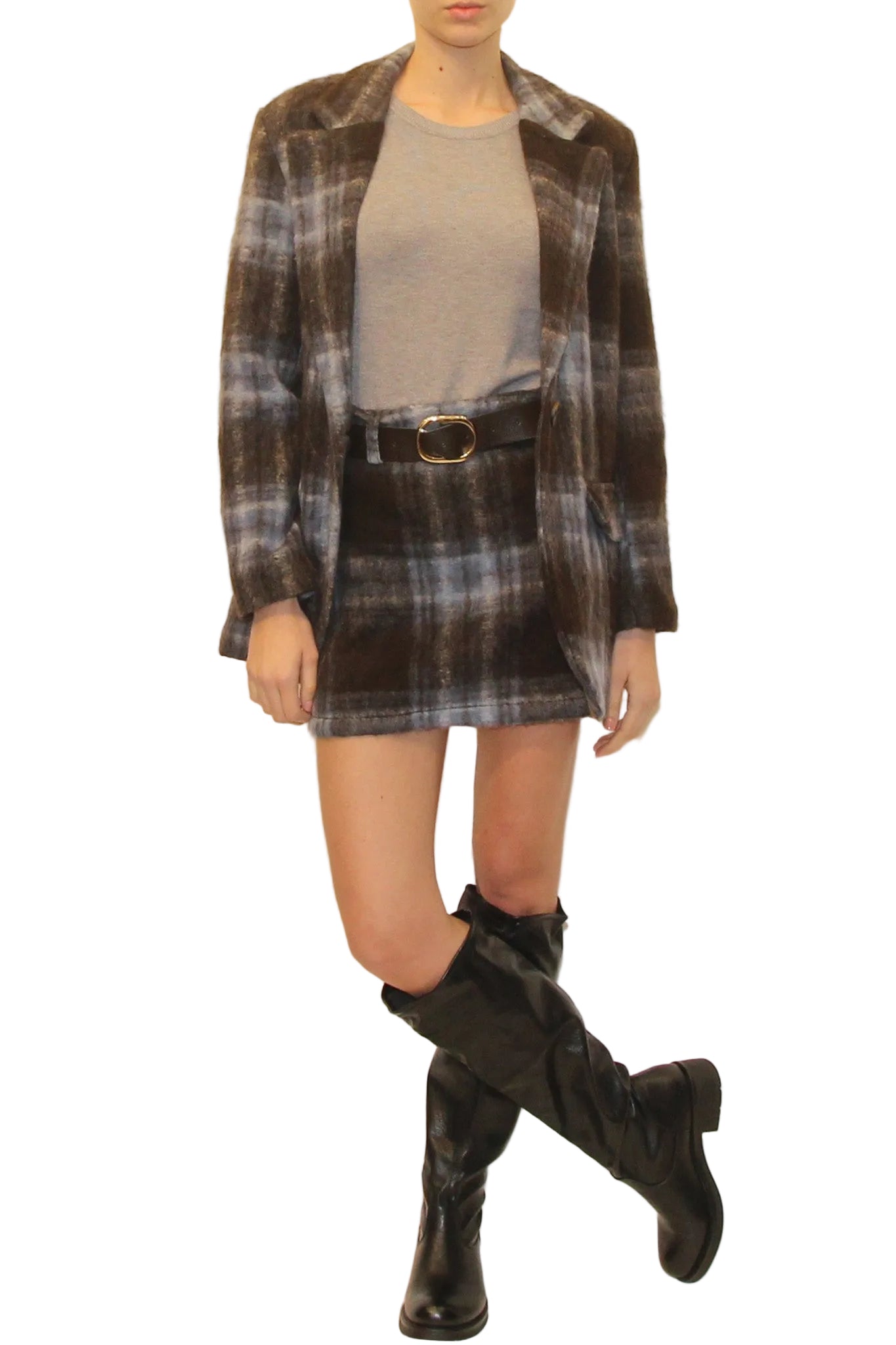 LEVH - Giacca Skye - quadro moka/celeste