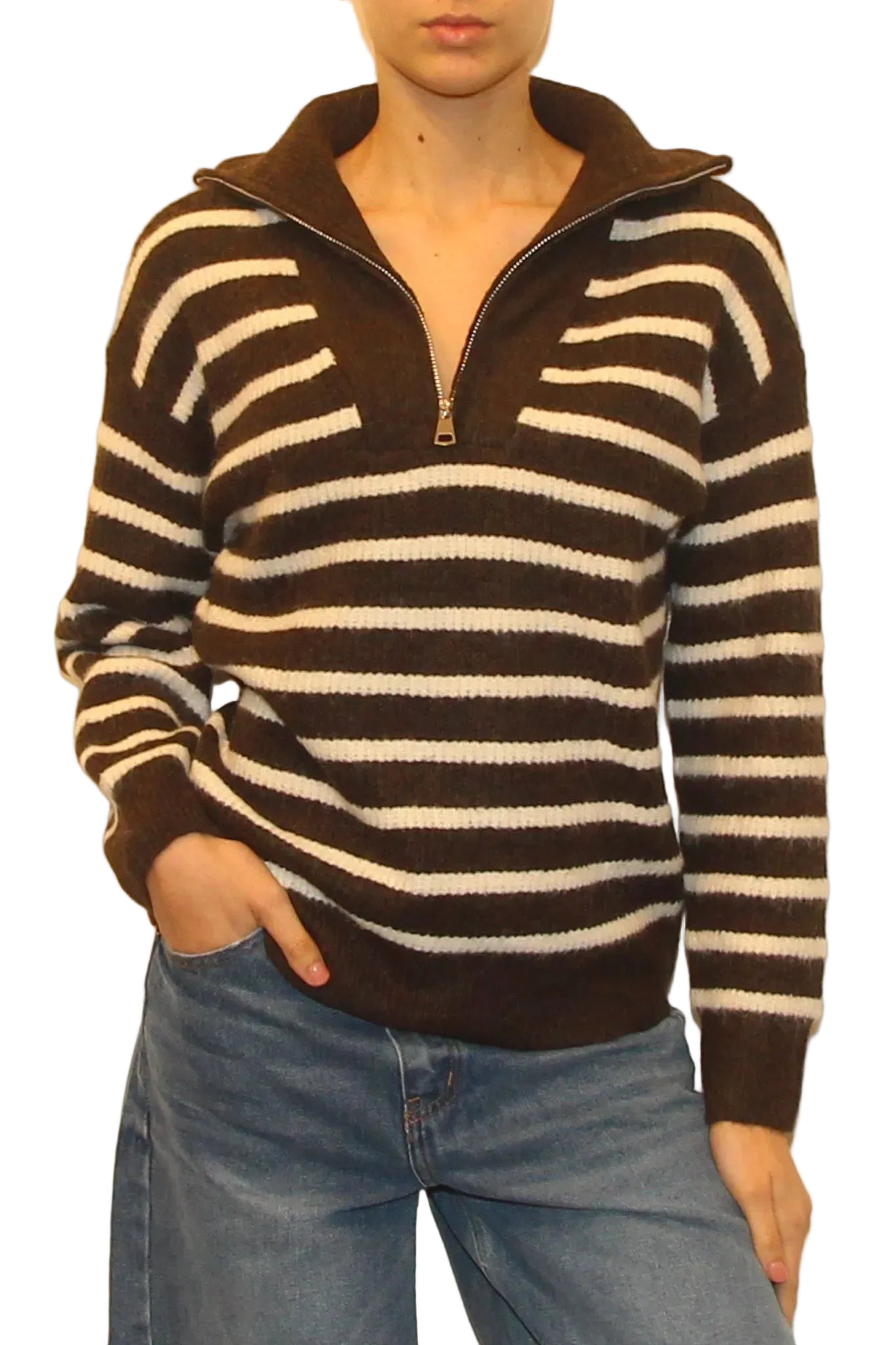 LEVH - Maglione Joyce - RIGA PANNA/MOKA