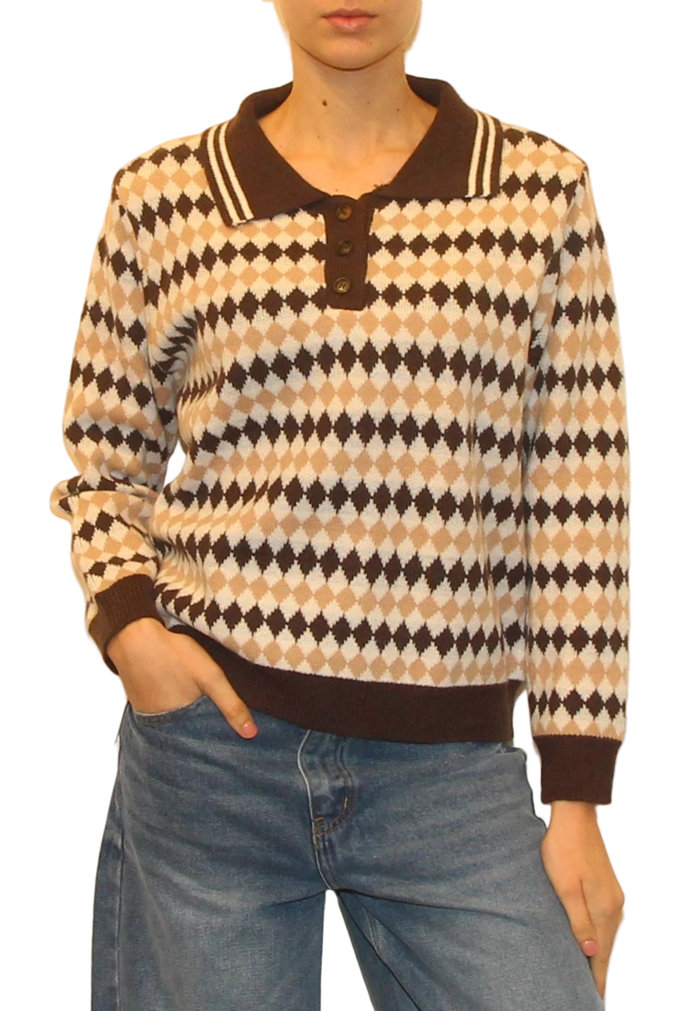 LEVH - Polo Darien - rombo beige/panna/moka