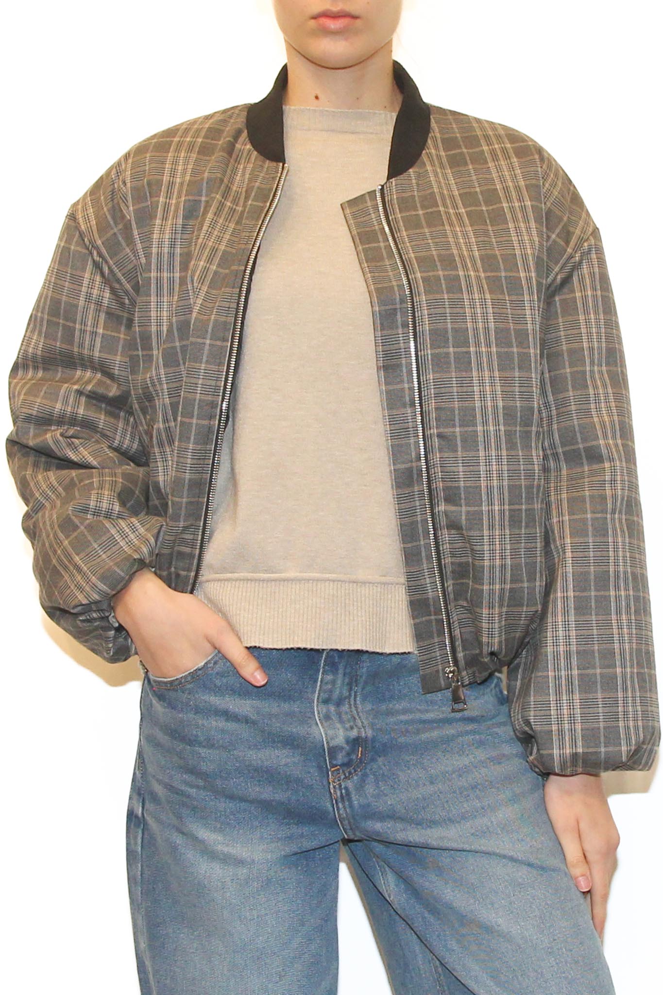 LEVH - GIUBBINO HOOPER - PRIN.DI GALLES beige/nero