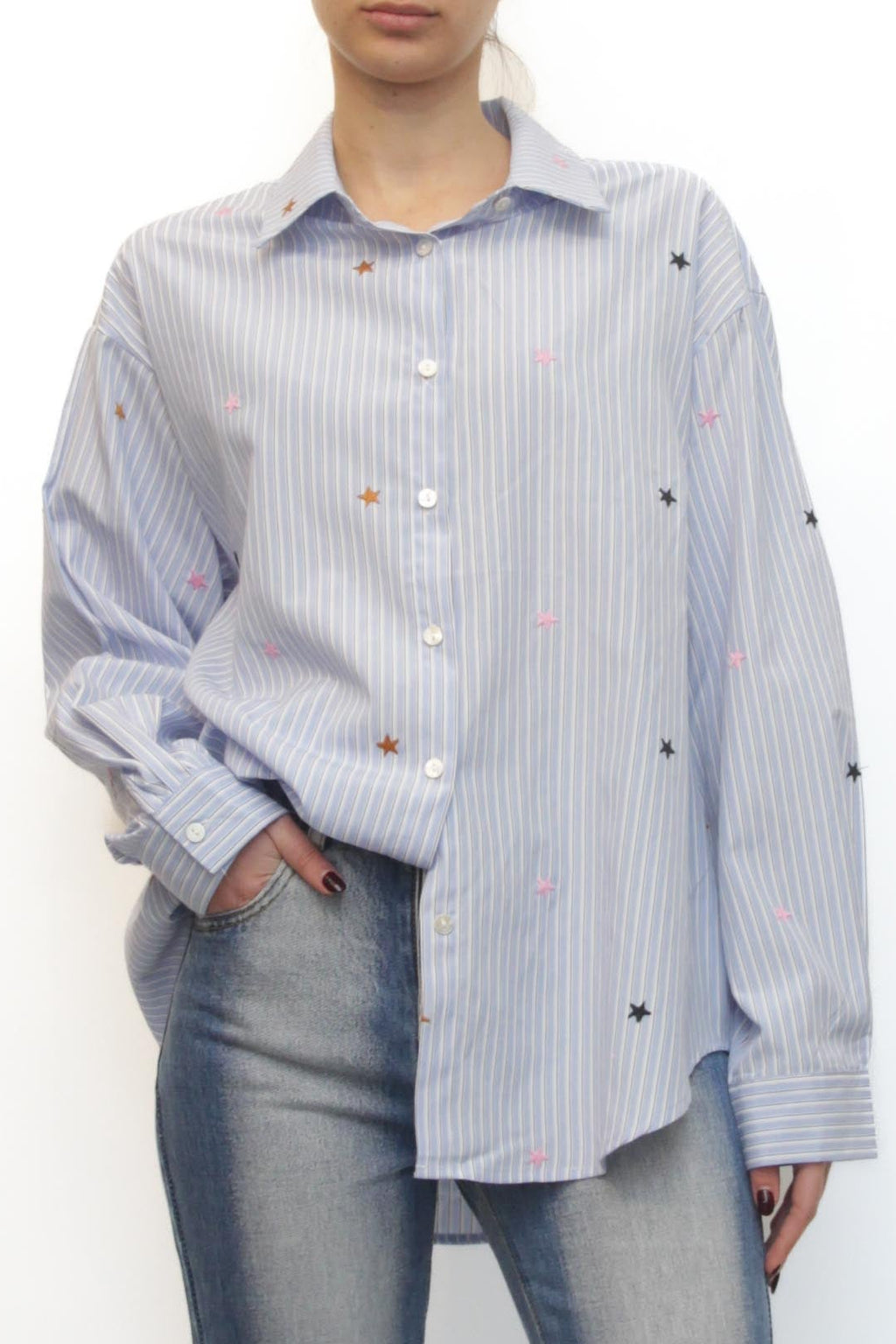 LEVH - Camicia Carlene - RIGA CELESTE/BIANCO