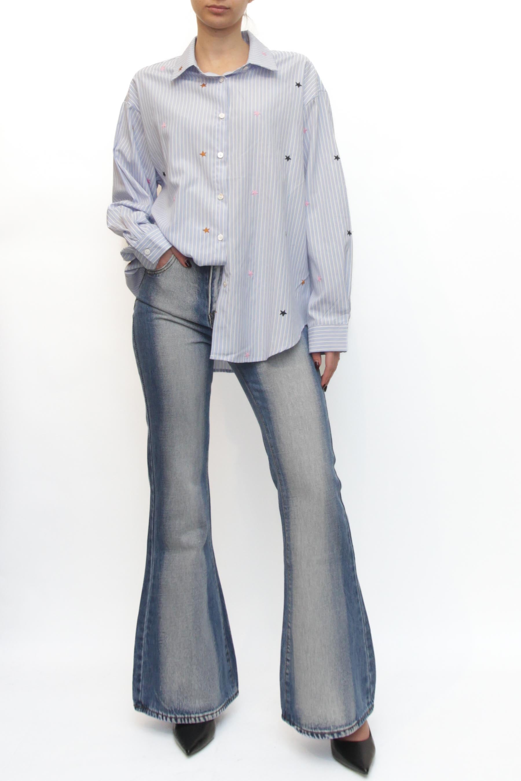 LEVH - Camicia Carlene - RIGA CELESTE/BIANCO