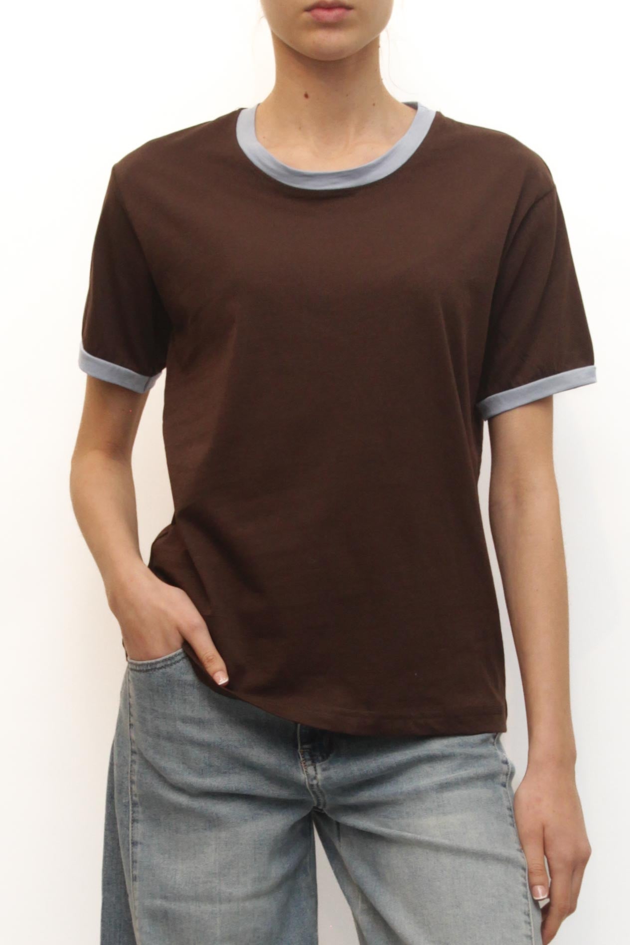 LEVH - T-shirt Tabby - MARRONE/CELESTE