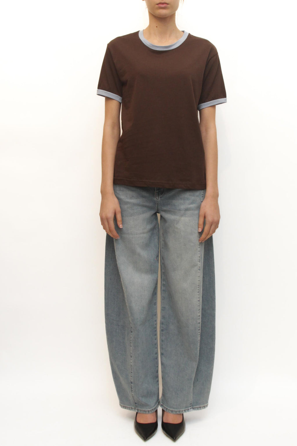 LEVH - T-shirt Tabby - MARRONE/CELESTE