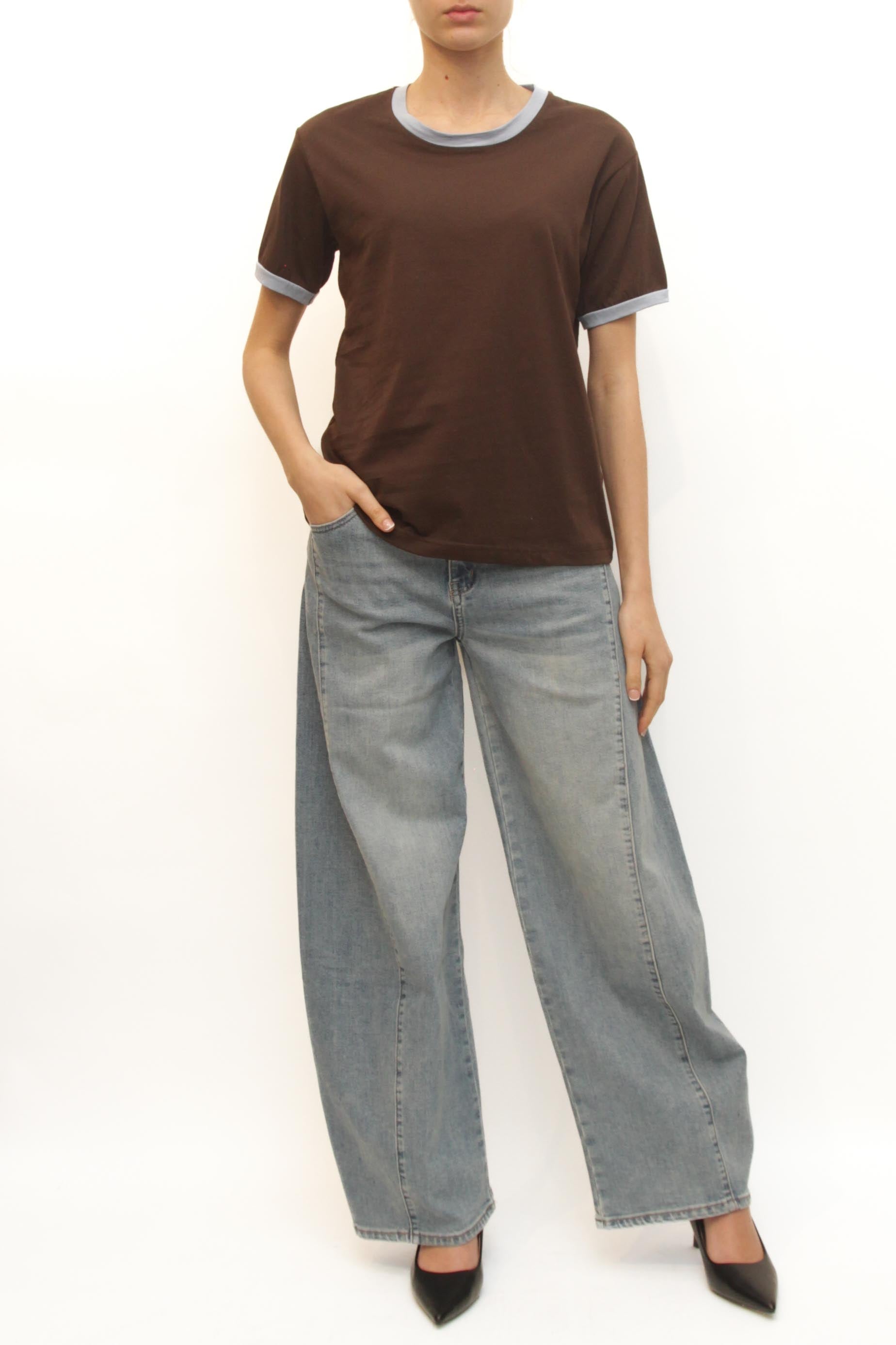 LEVH - T-shirt Tabby - MARRONE/CELESTE