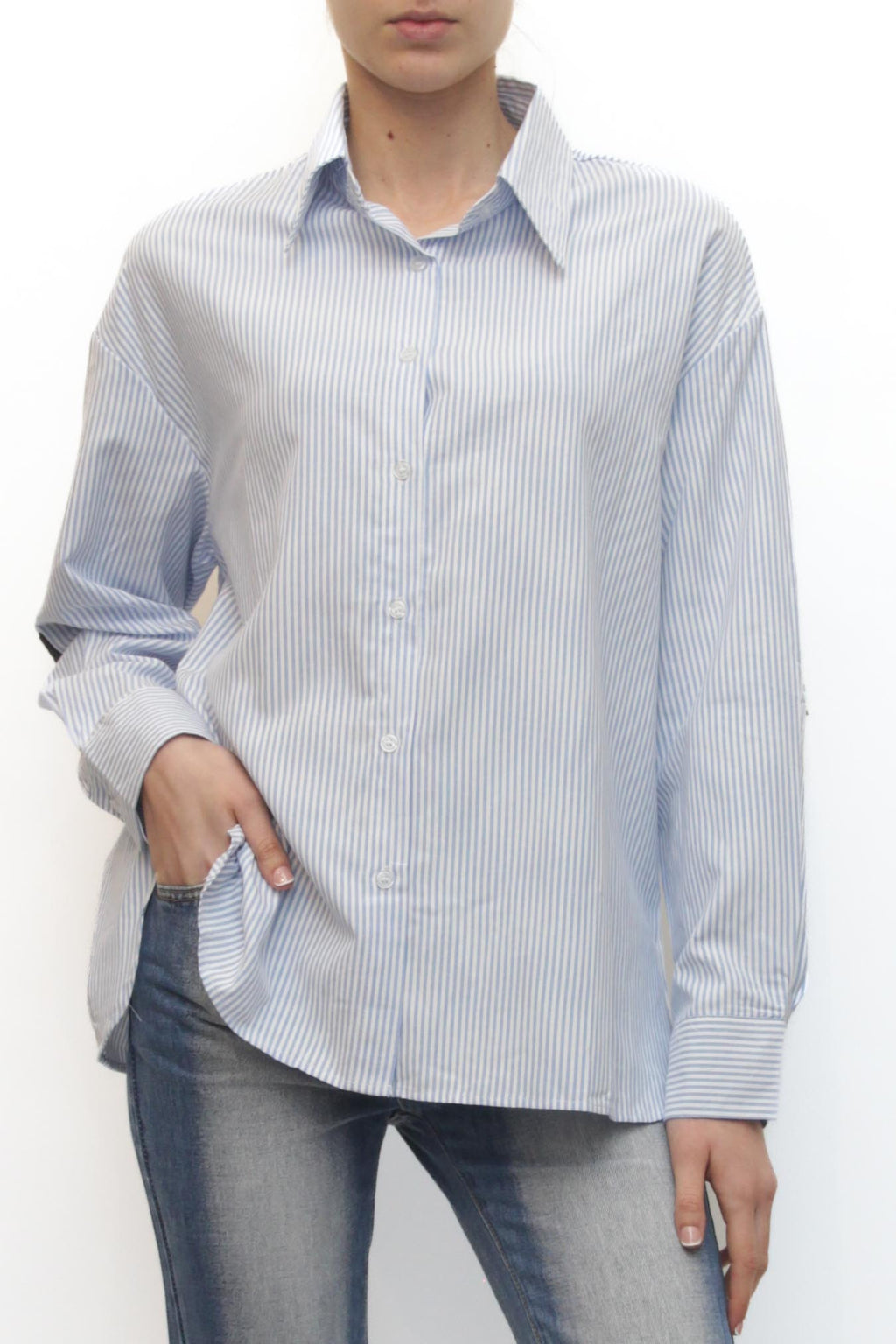 LEVH - Camicia Callie - RIGA CELESTE/BIANCO