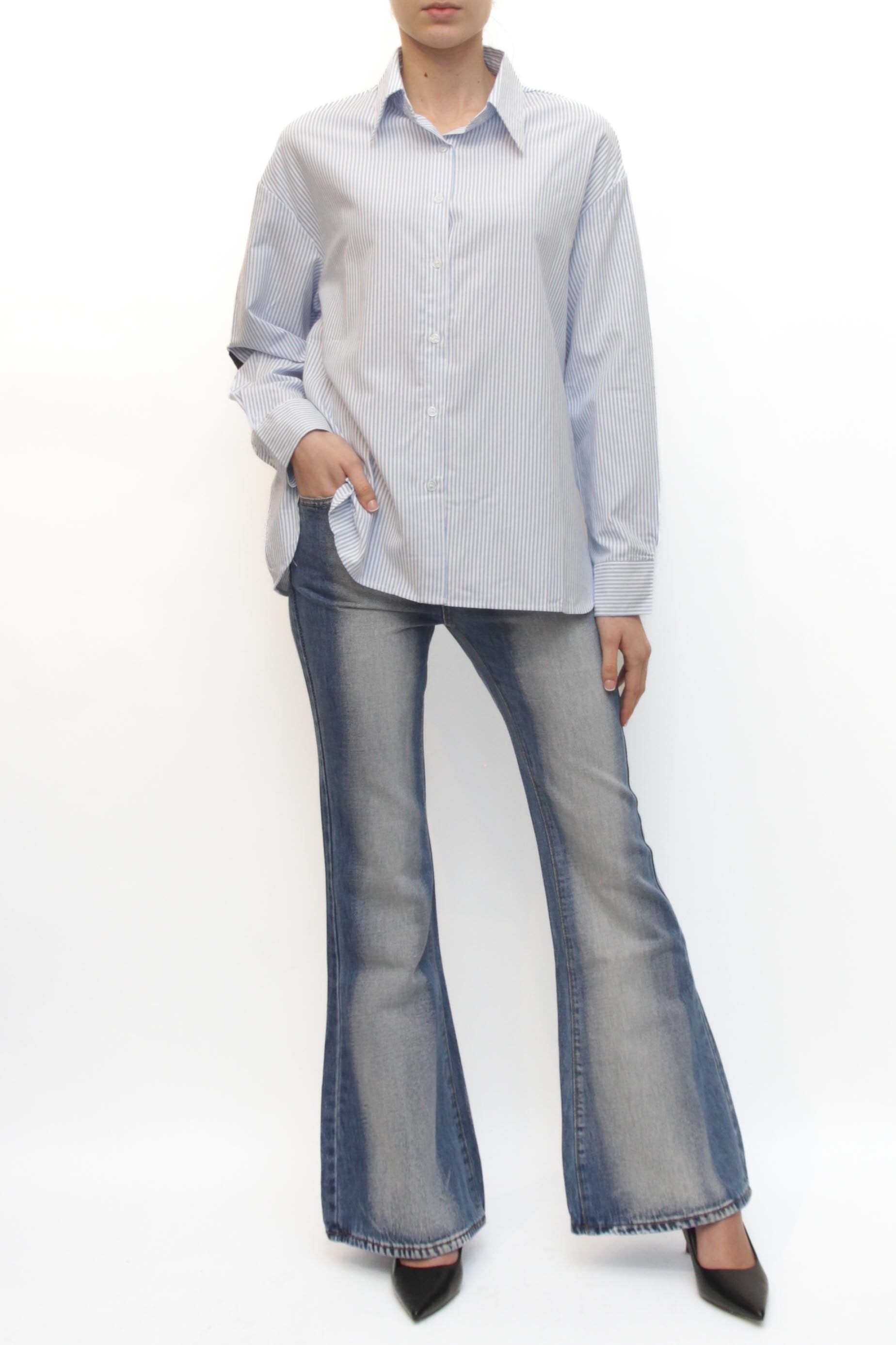 LEVH - Camicia Callie - RIGA CELESTE/BIANCO