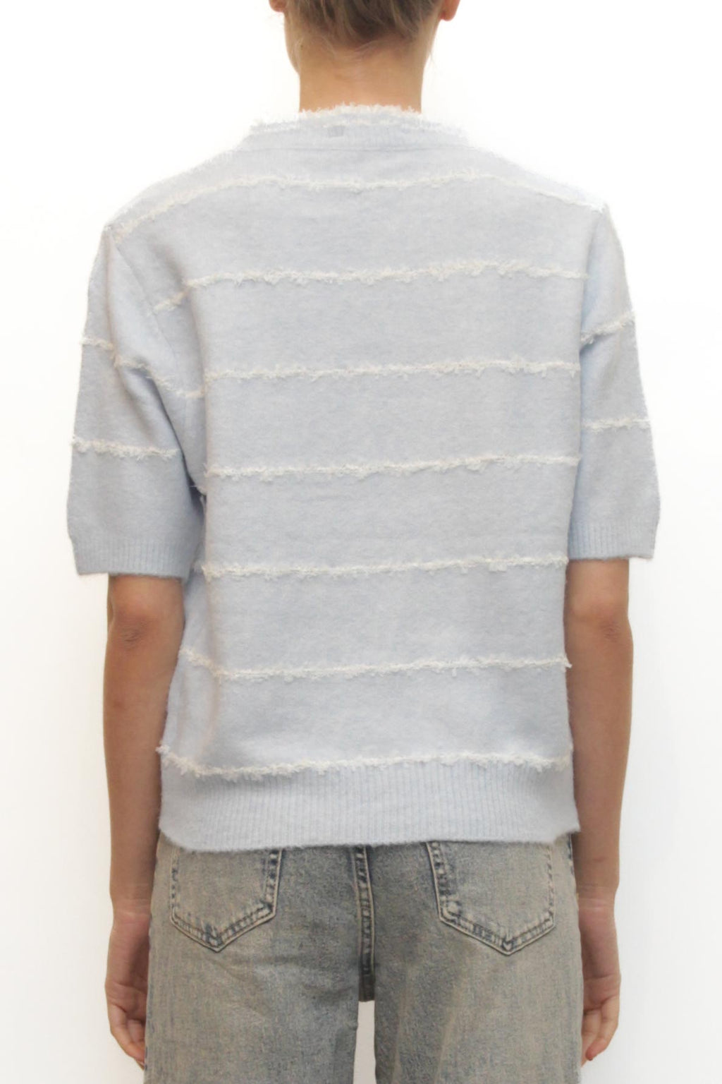 LEVH - Maglione Marthe - CELESTE riga bianco