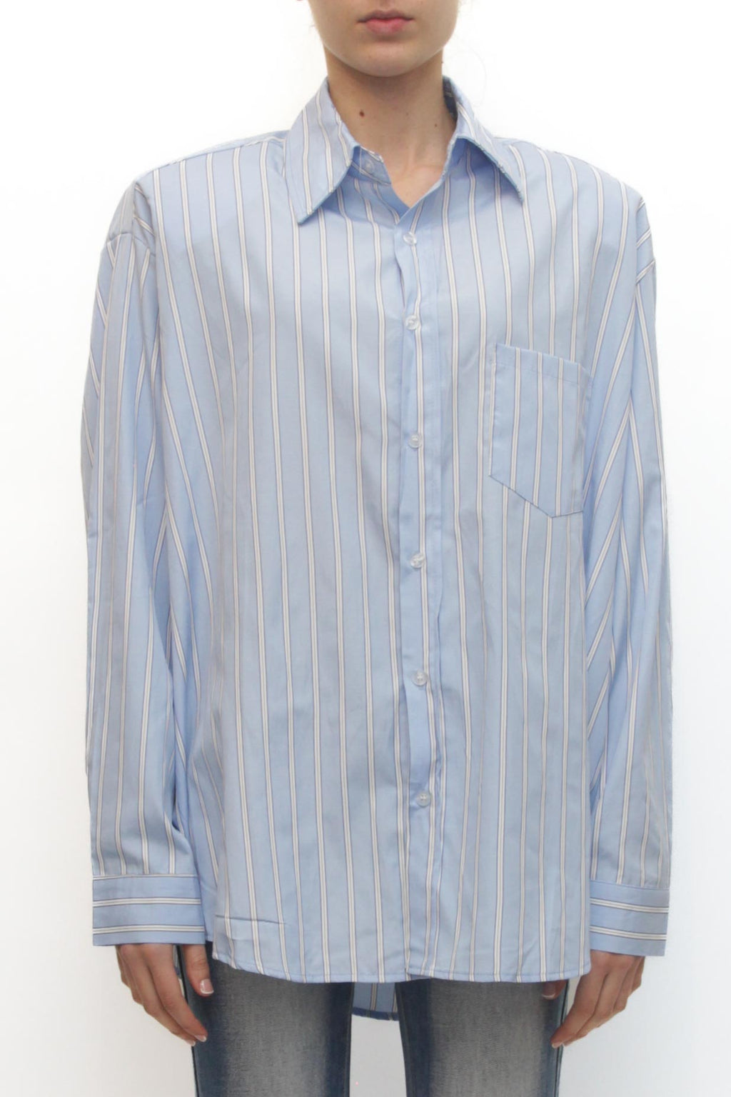 LEVH - Camicia Cleo - RIGA CELESTE/BIANCO