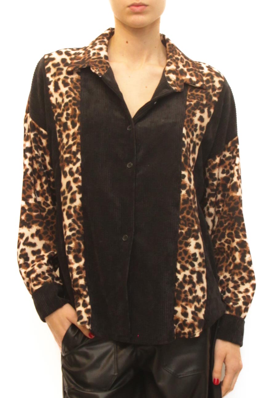 LEVH - Camicia Irène - NERO/animalier
