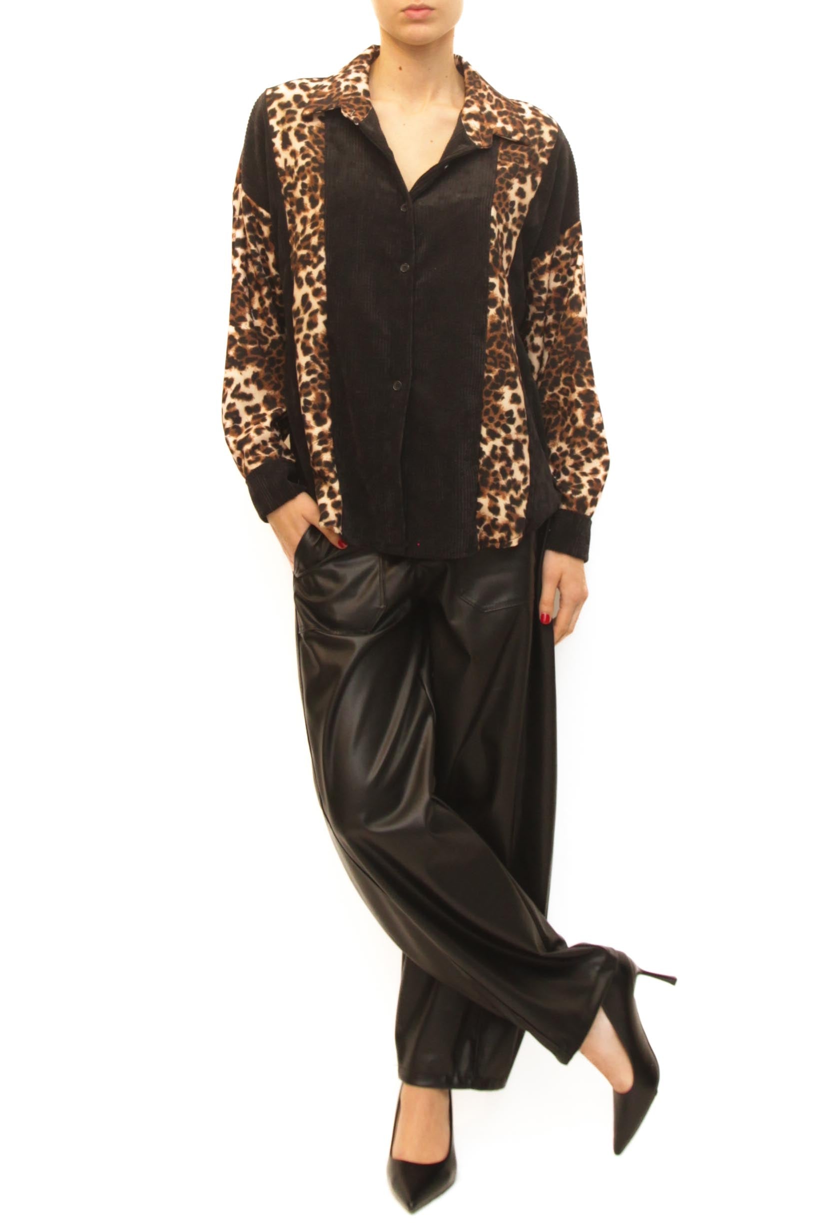 LEVH - Camicia Irène - NERO/animalier