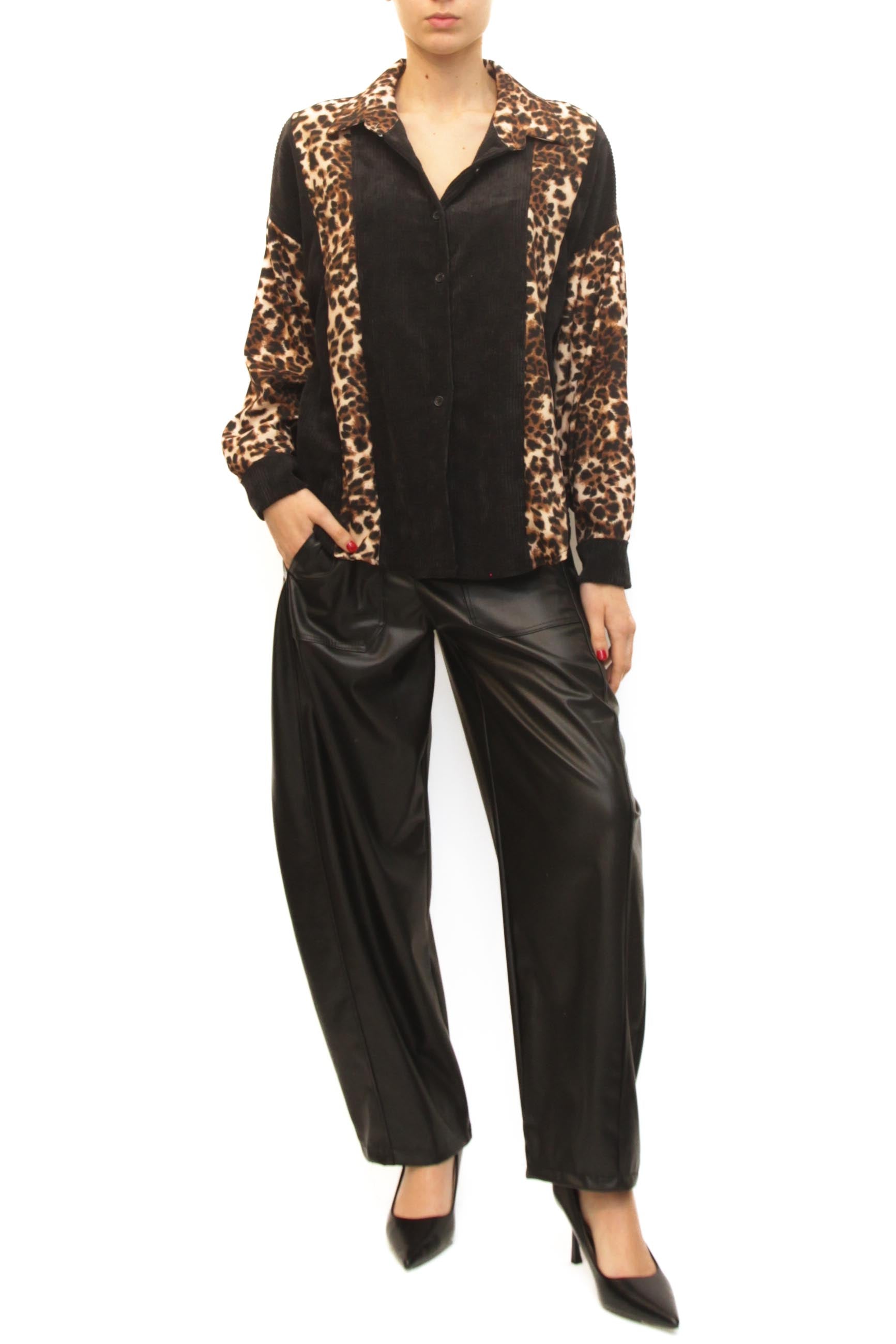 LEVH - Camicia Irène - NERO/animalier