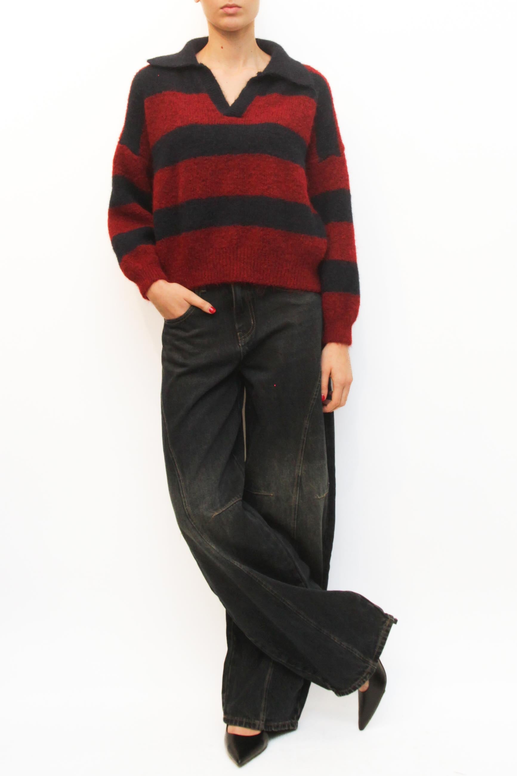 LEVH - POLO Eliane - RIGA BLU/BORDX