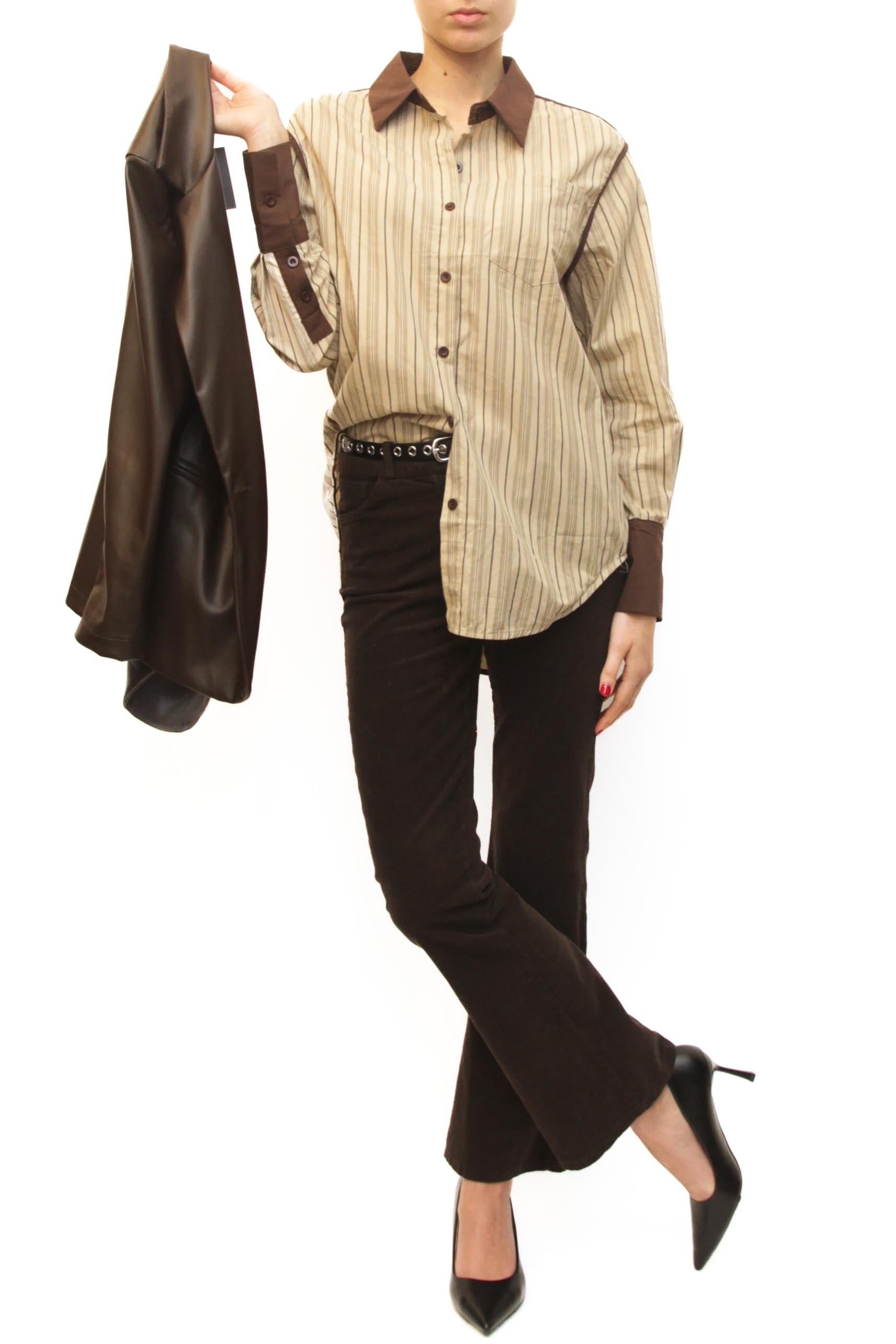 LEVH - CAMICIA FLAVON - RIGA CAFF�/BEIGE